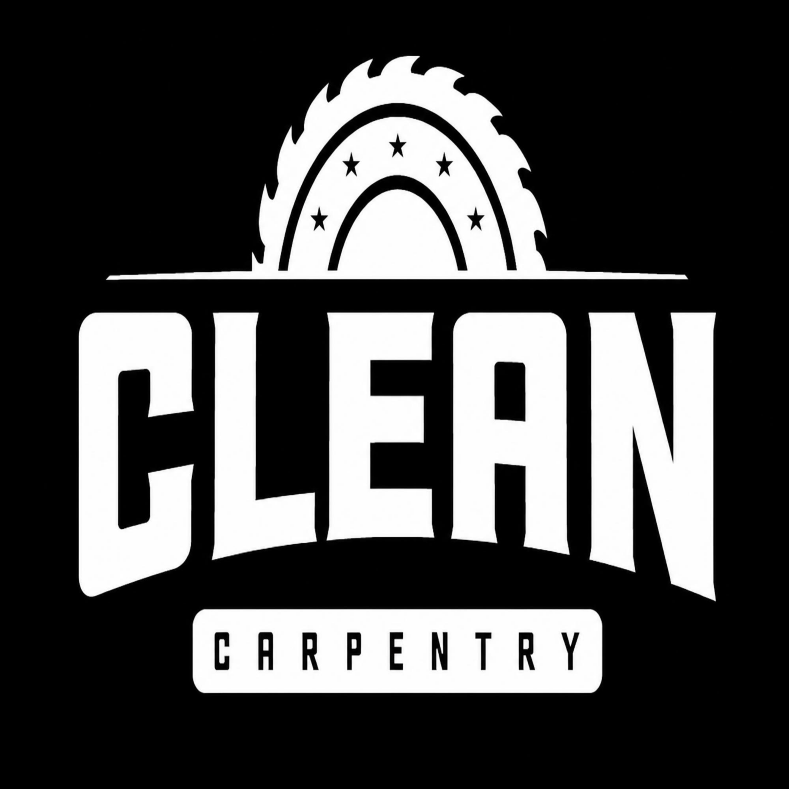 Clean Carpentry logo, white color version (1)